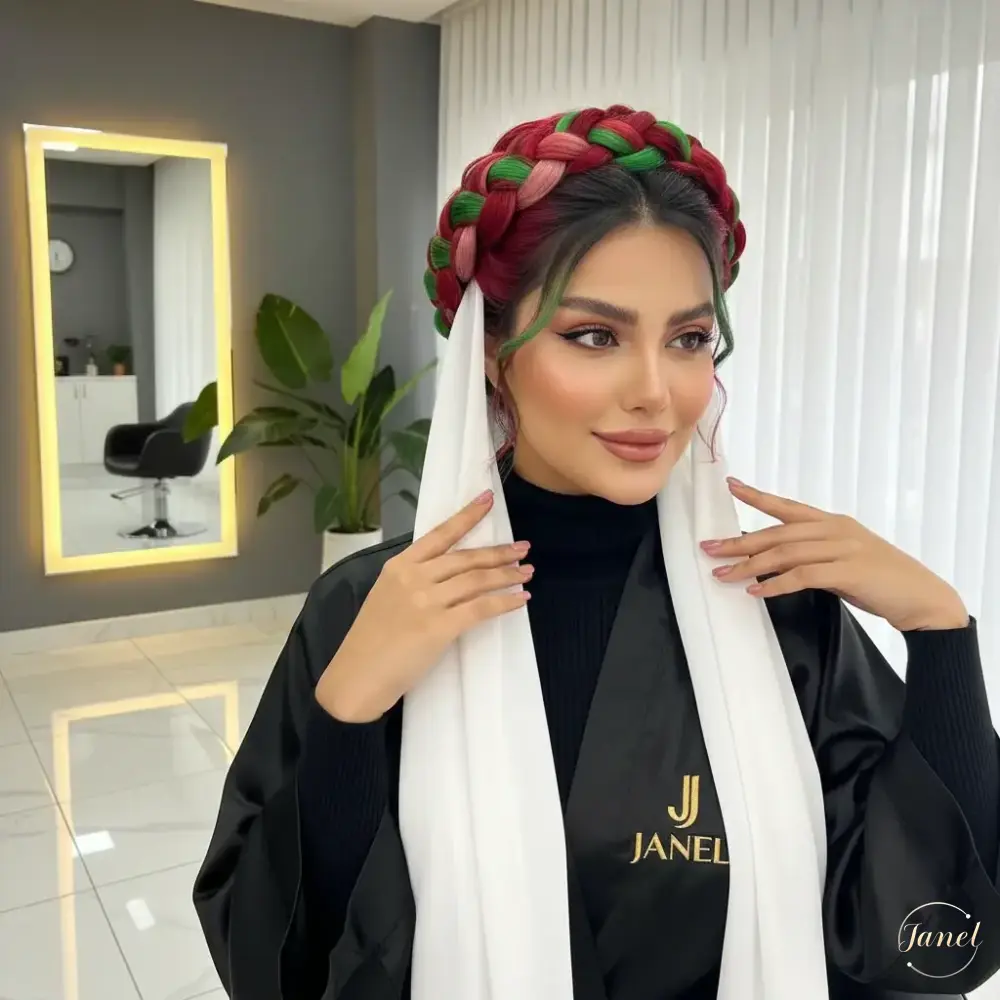 بافت موی کوئین با تم قرمز و سبز