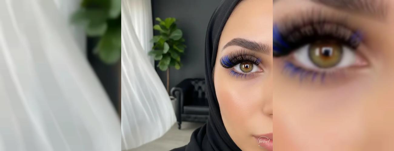 اکستنشن مژه رنگی (بنفش و آبی) ترند فانتزی و خاص (مرکز اکستنشن مژه رنگی در مشهد)